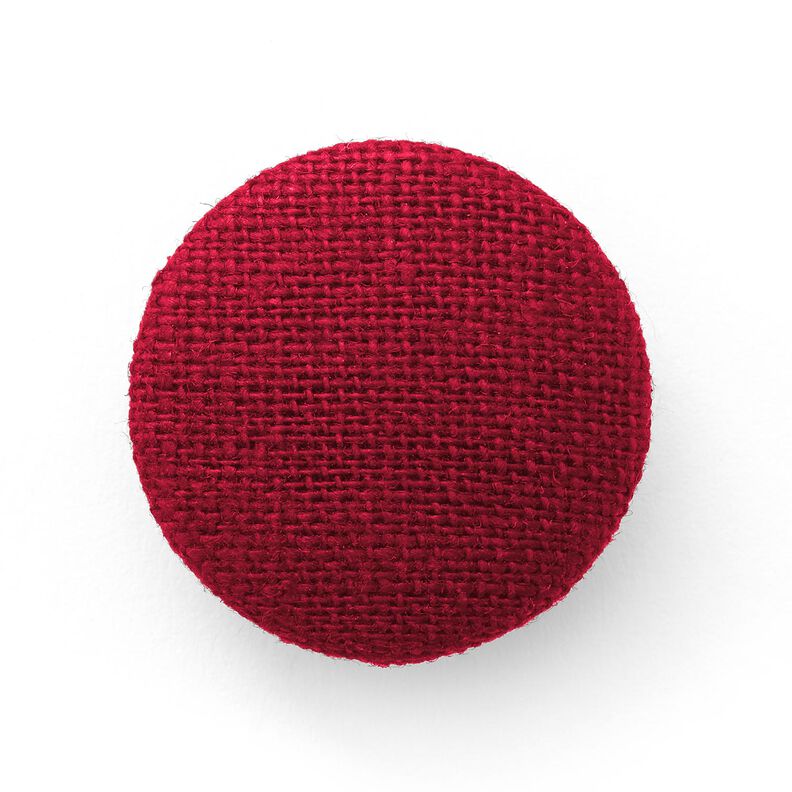 Potažený knoflík, Len Medium – tmavě červená, image number 1