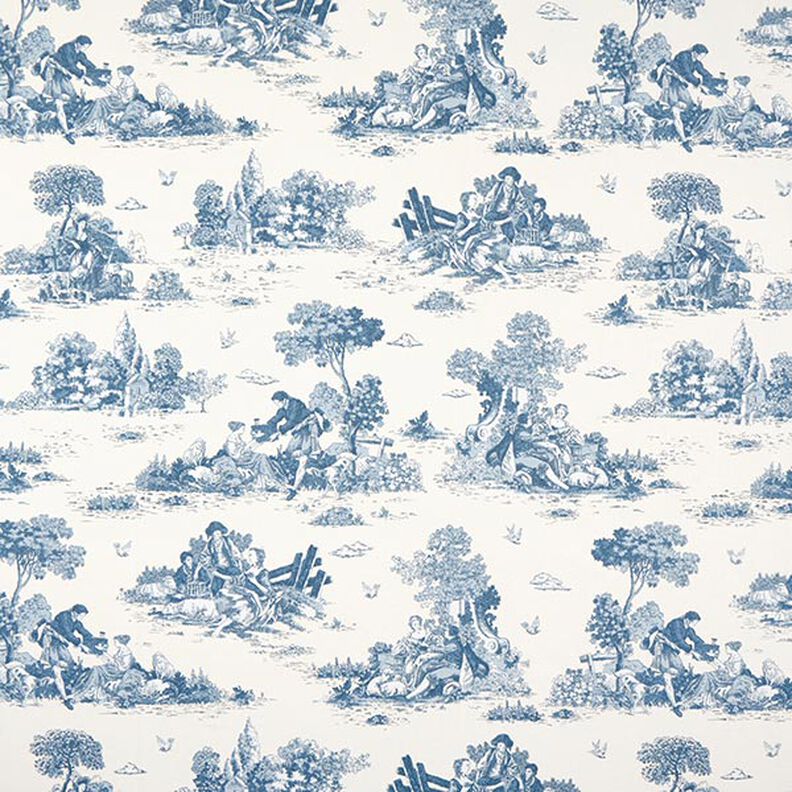 Dekorační látka Polopanama Pastýř – džínově modrá/vlněná bílá,  image number 1
