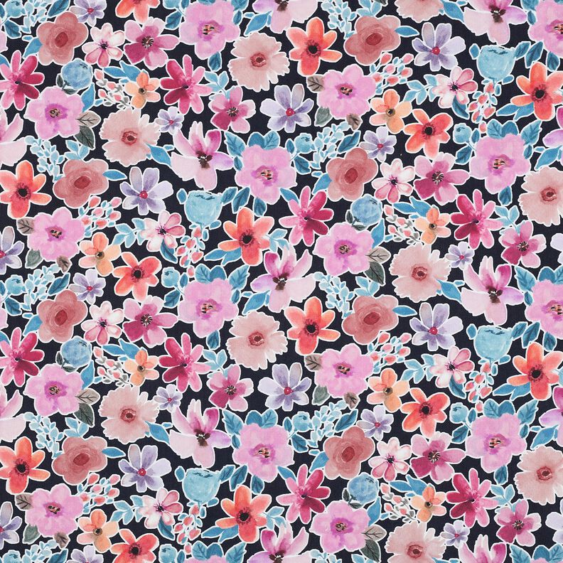 Bavlněný popelín Květiny | Poppy Fabrics – černomodrá,  image number 1