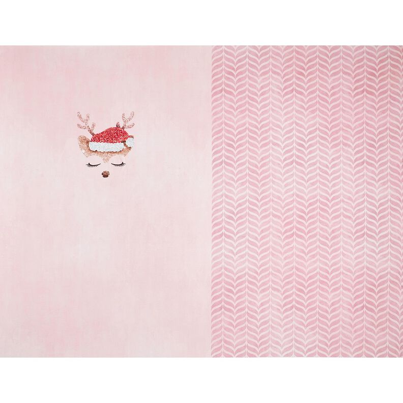 Bavlněný žerzej Spící třpytivý jelen Panel | Glitzerpüppi – rose/světle starorůžová,  image number 5