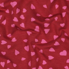Letní teplákovina Srdíčka | Poppy Fabrics – tmavě červená/pink, 