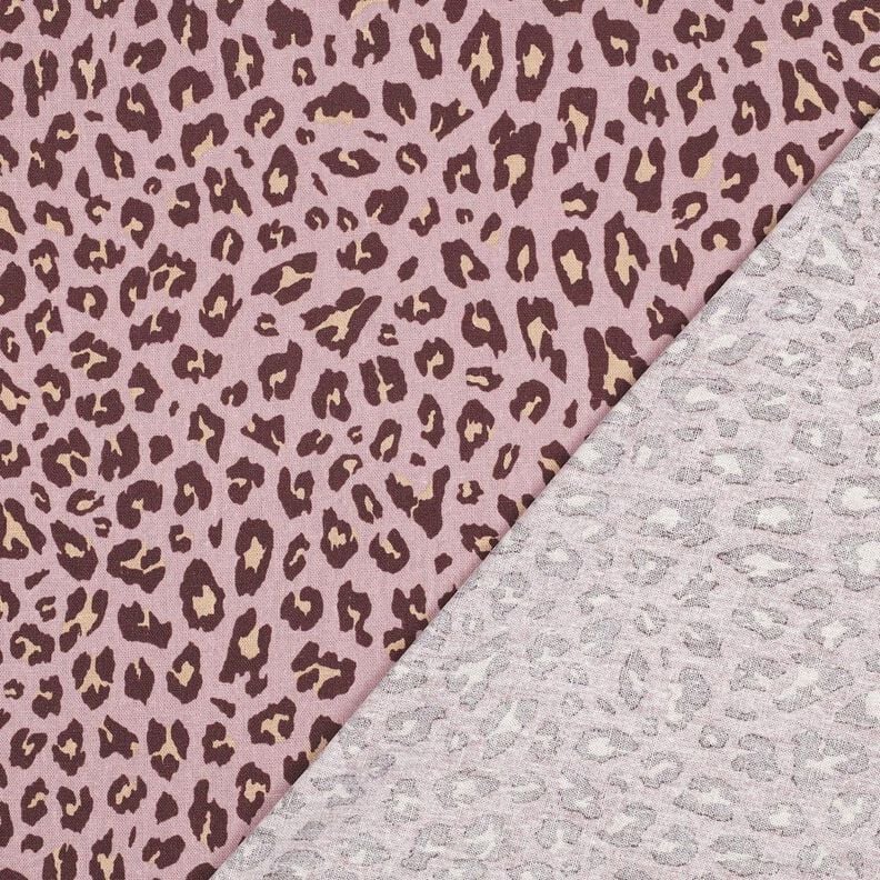 Směs vizkózy a lnu Leopardí vzor | Poppy Fabrics – světle starorůžová/barva lilku,  image number 4