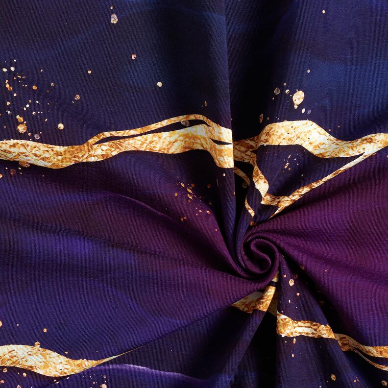 Bavlněný žerzej Snový mramor | Glitzerpüppi  – červenofialková/starozlatá,  image number 3