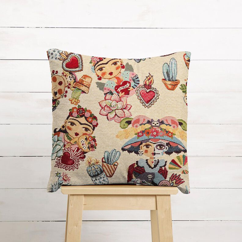 Dekoračn&iacute; l&aacute;tka Gobel&iacute;n Umělkyně &ndash; světle b&eacute;žov&aacute;/červen&aacute;,  image number 6