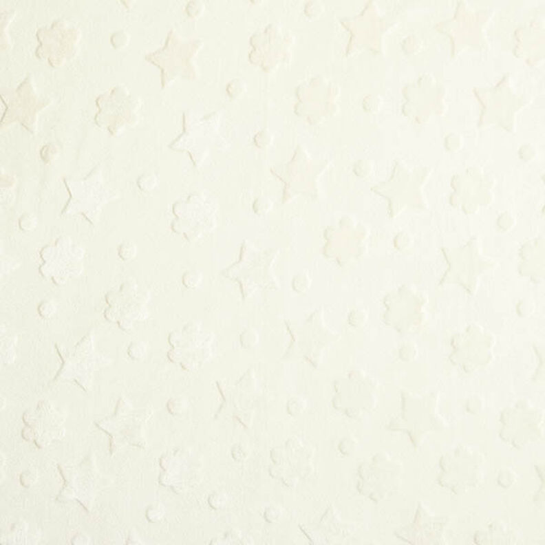 Hebký fleece Hvězdy a květiny – vlněná bílá,  image number 1