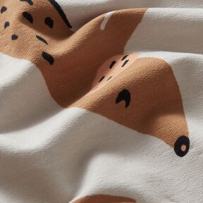Francouzské froté letní teplákovina Velcí jezevčíci – taupe (šedohnědá), 