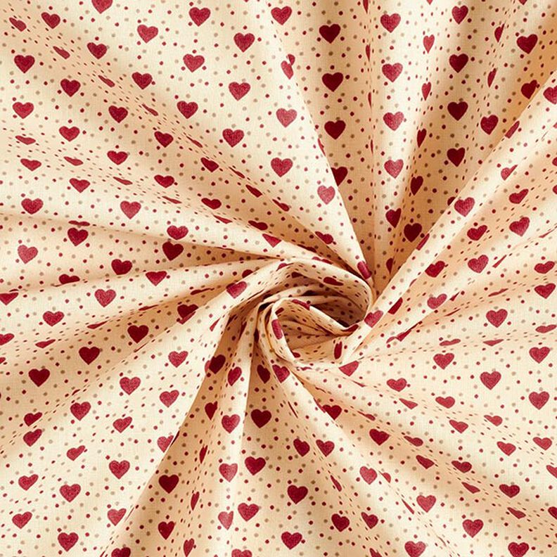 Povrstvená bavlna Srdíčka – světle béžová/červená,  image number 4