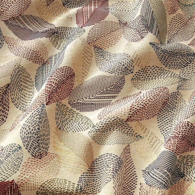 Dekorační látka Gobelín Nákresy listů – světle béžová/zelená,  image number 2