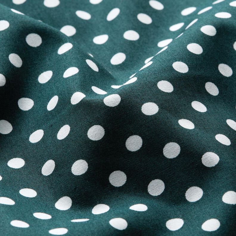 Bavlněný popelín Polka Dots – tmavě zelená/bílá, image number 2
