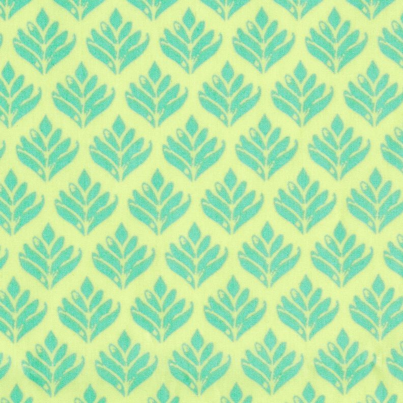 Povrstvená bavlna Abstraktní předměty – citrónově žlutá/modrá aqua,  image number 1