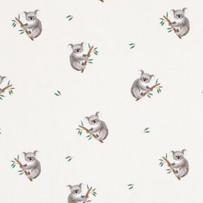 GOTS Bavlněný žerzej Koala digitální potisk – slonová kost, 