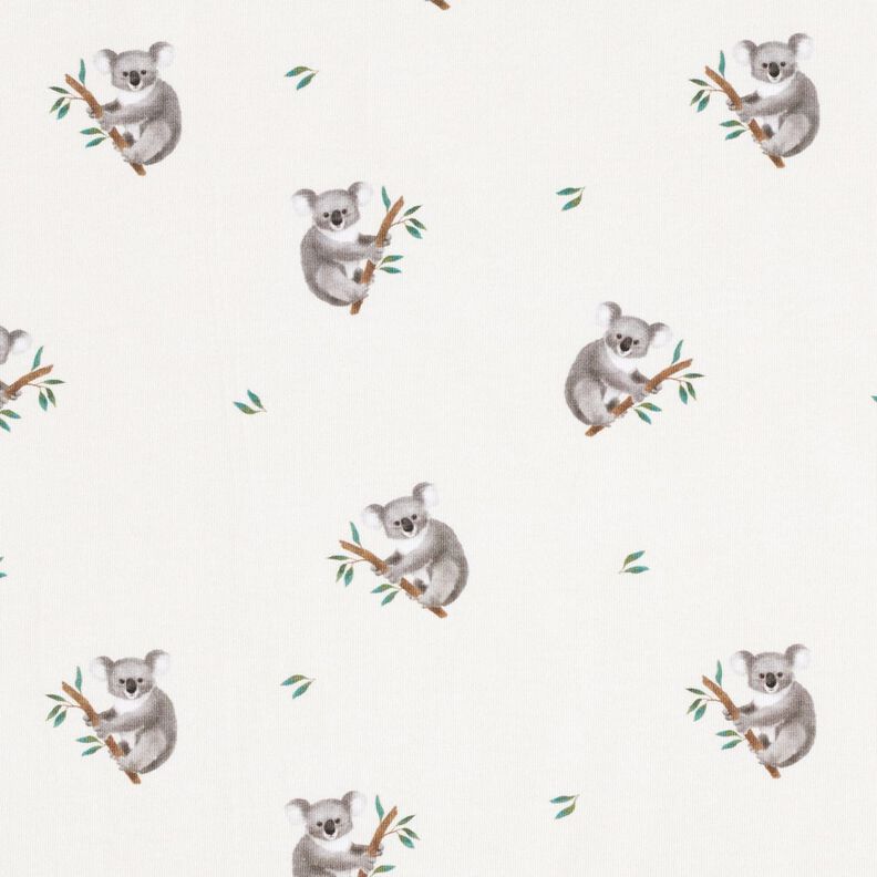 GOTS Bavlněný žerzej Koala digitální potisk – slonová kost,  image number 1