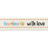 Páska Handmade with Love [ 15 mm ] – vlněná bílá/hnědá,  thumbnail number 1