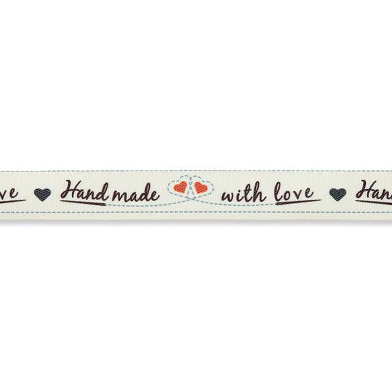 Páska Handmade with Love [ 15 mm ] – vlněná bílá/červená,  image number 2