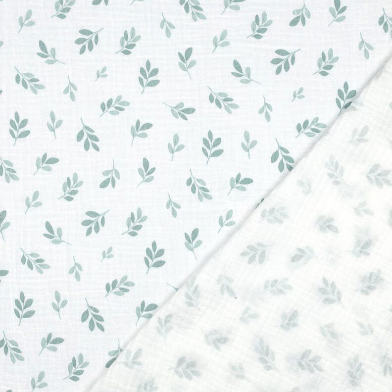 Mušelín / dvojitá mačkaná tkanina Větvičky | Poppy Fabrics – bílá/rákosove zelená,  image number 4