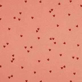 Žebrovaný žerzej Rozptýlená srdce | Poppy Fabrics – lososová/tmavě červená, 
