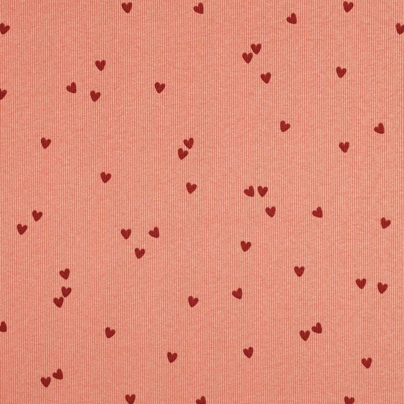 Žebrovaný žerzej Rozptýlená srdce | Poppy Fabrics – lososová/tmavě červená,  image number 1