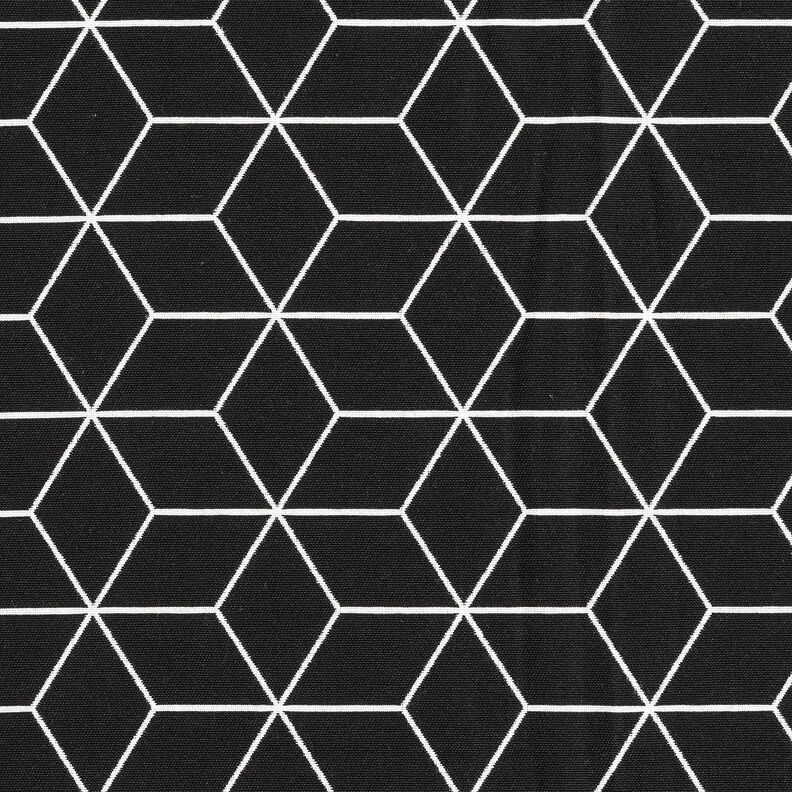 Dekorační látka Žakár Moderní kostky – černá/slonová kost,  image number 1