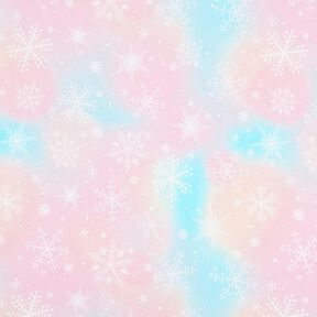 Bavlněný žerzej Akvarelový přechod sněhových vloček | Glitzerpüppi – ledově modrá/rose, 