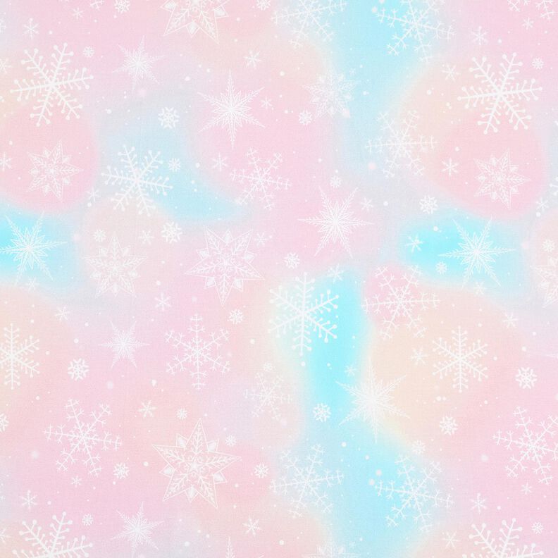 Bavlněný žerzej Akvarelový přechod sněhových vloček | Glitzerpüppi – ledově modrá/rose, image number 1