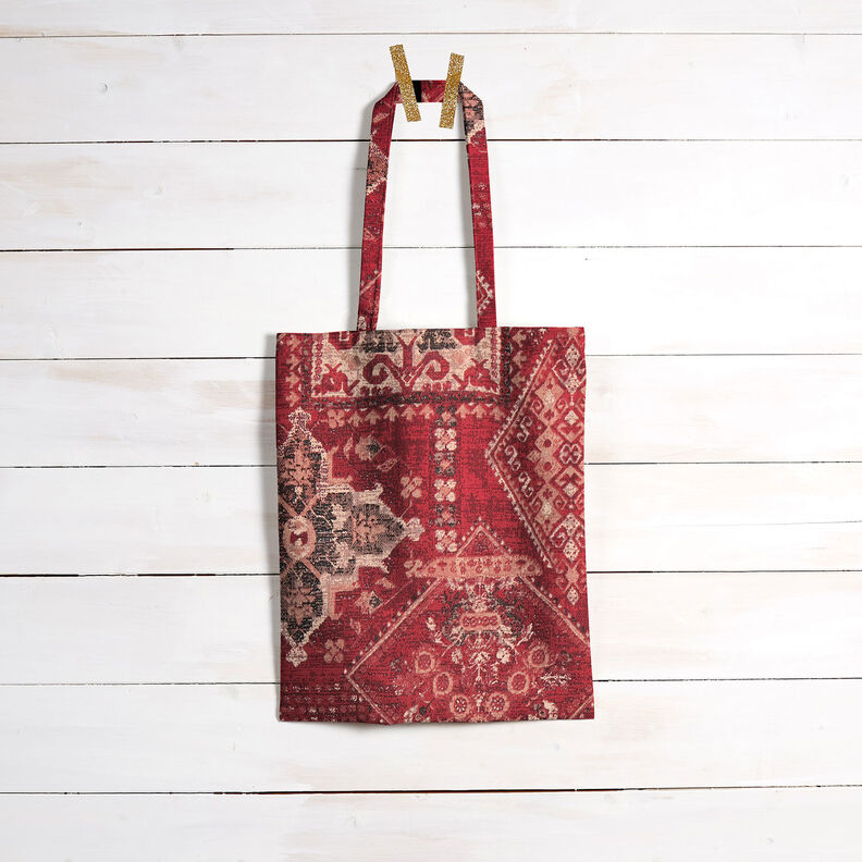 Dekorační látka Polopanama Koberec Kilim – karmínově červená,  image number 9