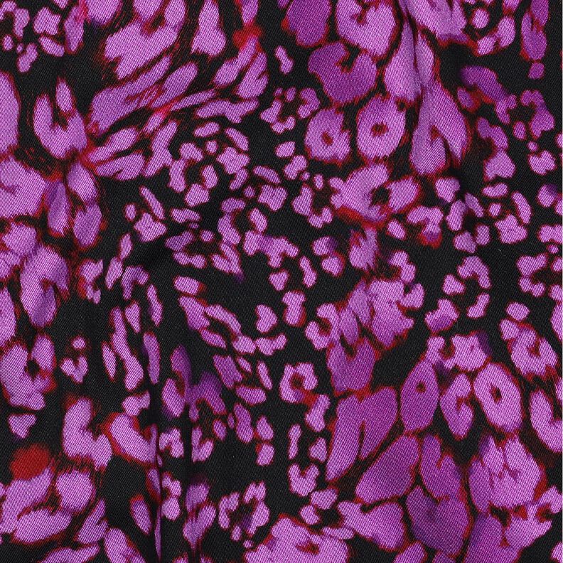 Viskózový streč s digitálním leopardím potiskem – černá/červenofialková,  image number 2