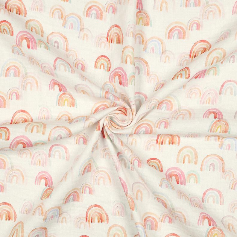 Mušelín / dvojitá mačkaná tkanina Barevné duhy digitální potisk | Poppy Fabrics – slonová,  image number 3