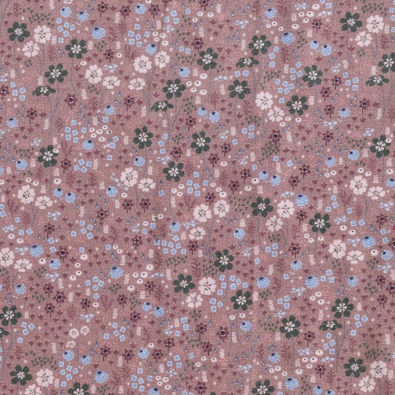 Bavlněn&yacute; žerzej Lesn&iacute; květinov&aacute; louka digit&aacute;ln&iacute; potisk &ndash; tmavě starorůžov&aacute;,  image number 1