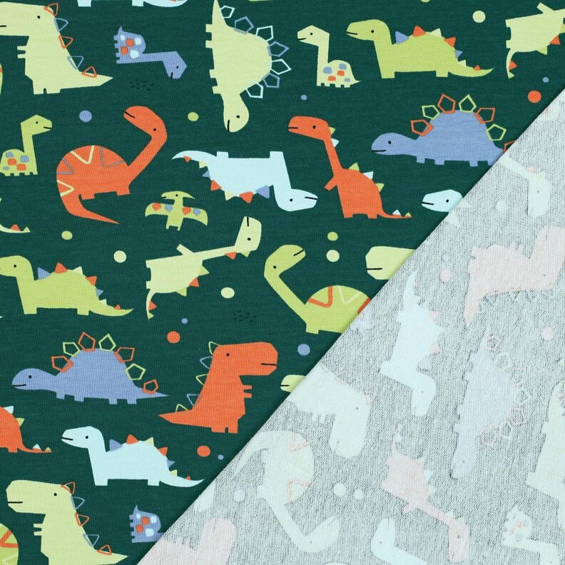 Letní teplákovina Dinosauři | Poppy Fabrics – modrá jedle/světle zelená,  image number 4