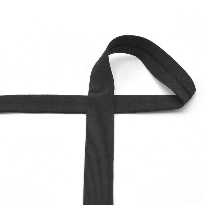 Šikmý proužek Bavlněný žerzej [20 mm] – černá,  image number 2
