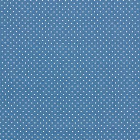 Bavlněný popelín Malé puntíky – džínově modrá/bílá, 