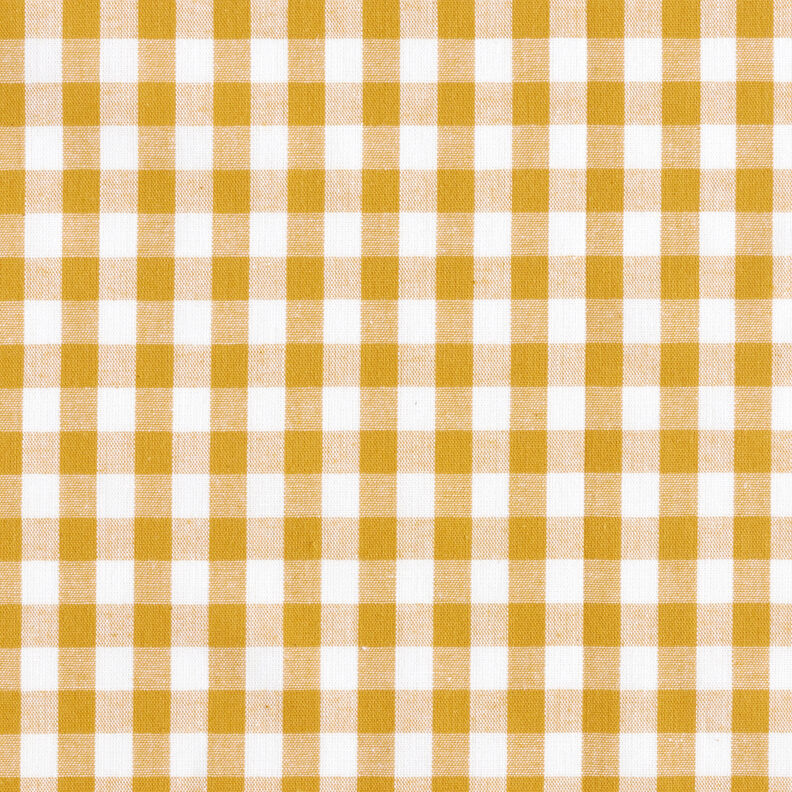 Bavlněná látka Vichy károvaná 1 cm – hořčicove žlutá/bílá,  image number 1