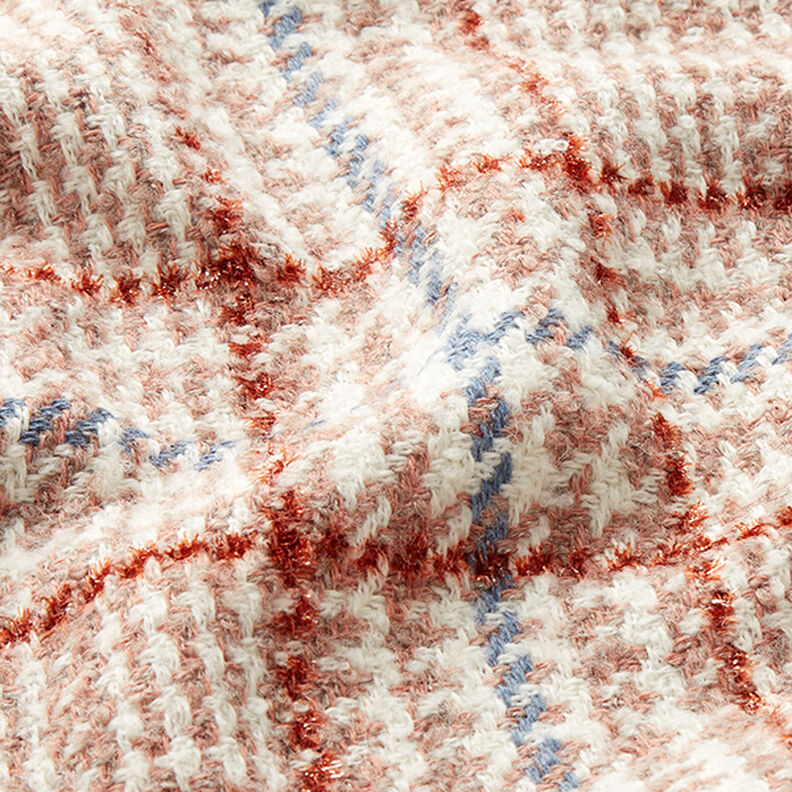 Kabátová tkanina kostky & Houndstooth – bílá/starorůžová,  image number 2