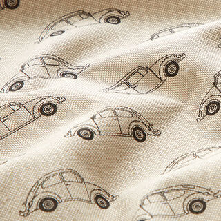 Dekorační látka polopanama VW Beetle Mini – přírodni/černá, 