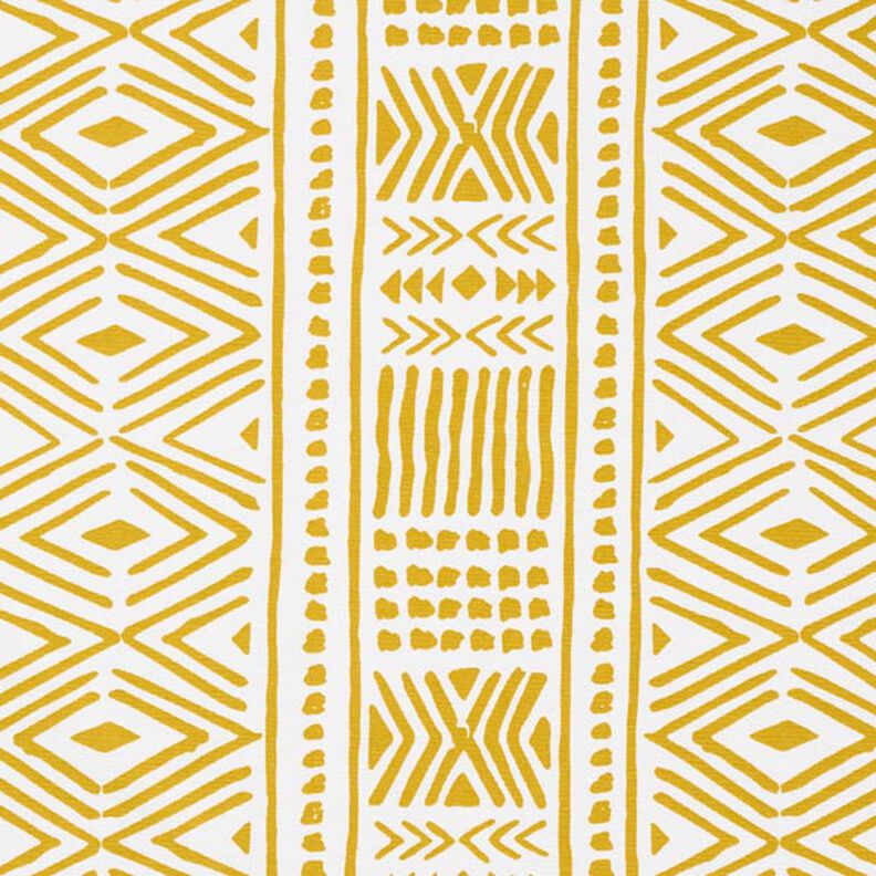 Dekorační látka plátno Etno – hořčicove žlutá/bílá,  image number 1