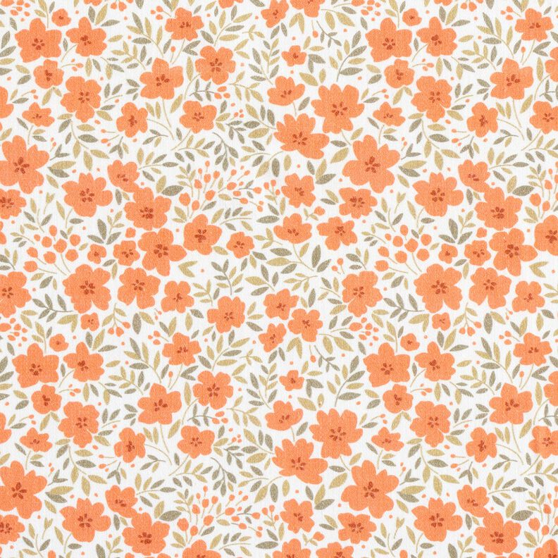 Dekorační látka Bavlněný satén Moře květů – broskvově oranžová/bílá,  image number 1