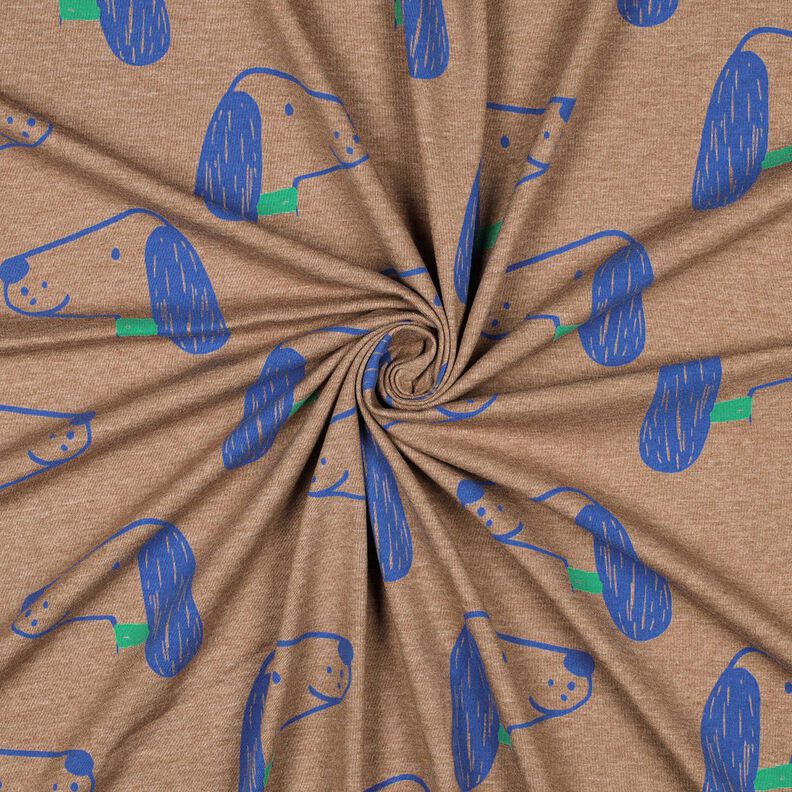 Bavlněný žerzej Psi | Poppy Fabrics – světle hnědá/královská modr,  image number 3