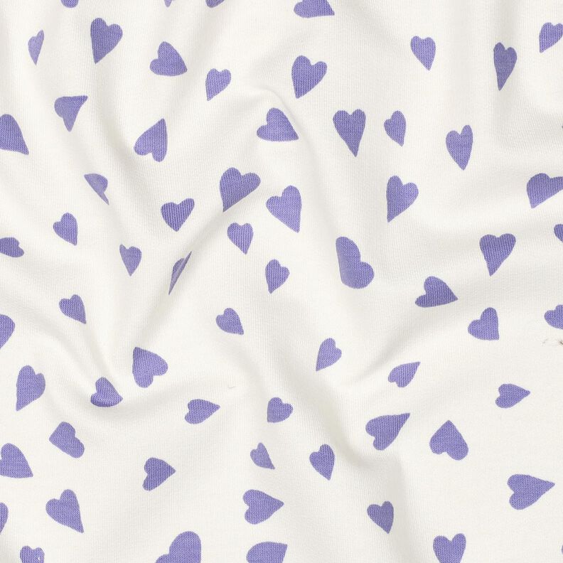 Letní teplákovina Srdíčka | Poppy Fabrics – slonová kost/šeříková,  image number 2