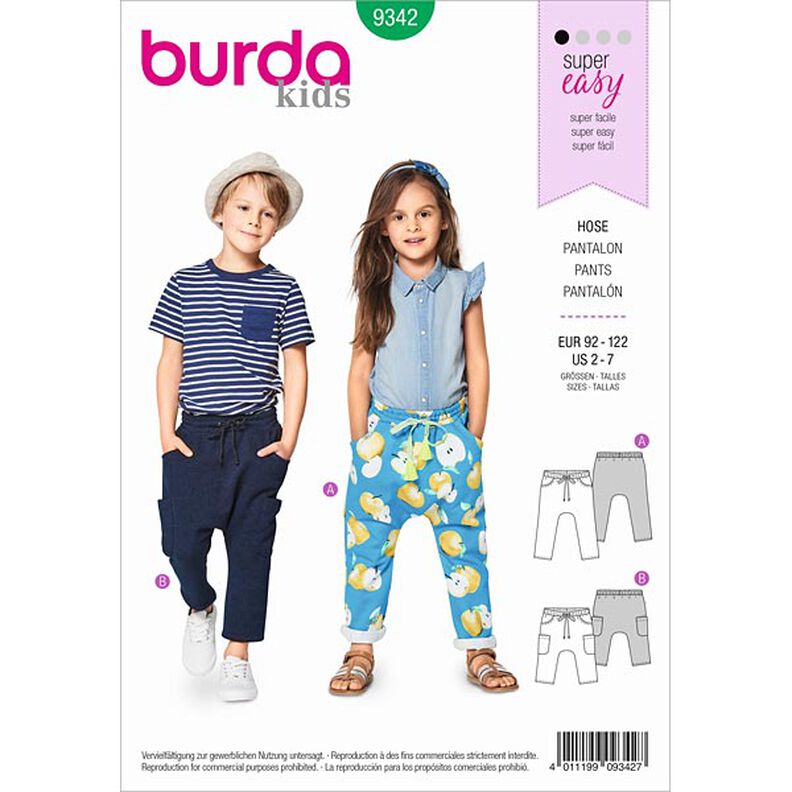 Dětské kalhoty na gumu , Burda 9342 | 92 - 122,  image number 1