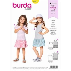 Dívčí šaty, Burda 9341 | 92 - 122, 