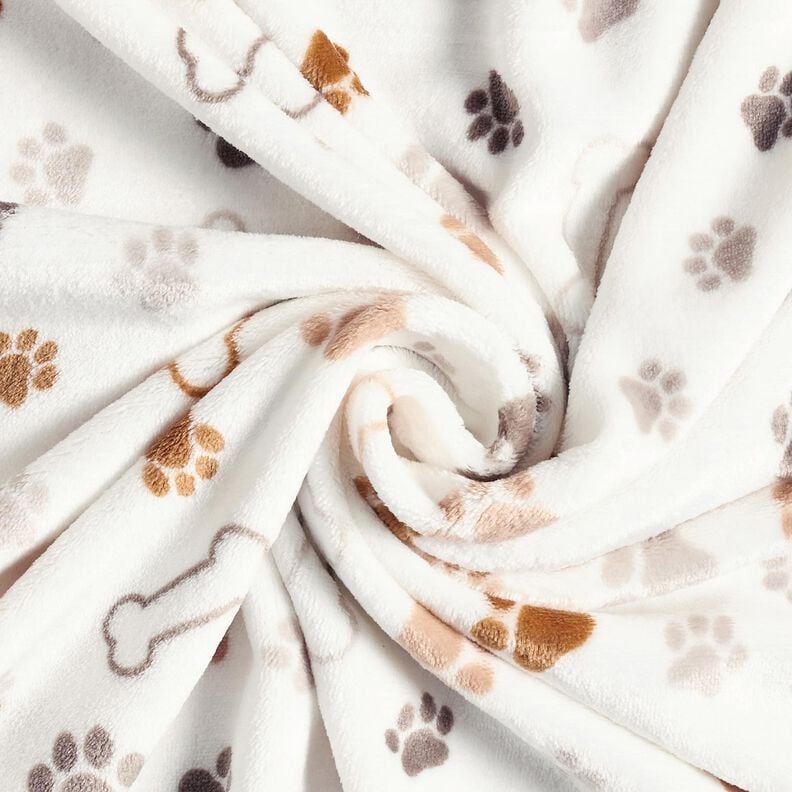 Hebký fleece Tlapky a kosti – slonová kost/tmavá taupe, image number 3