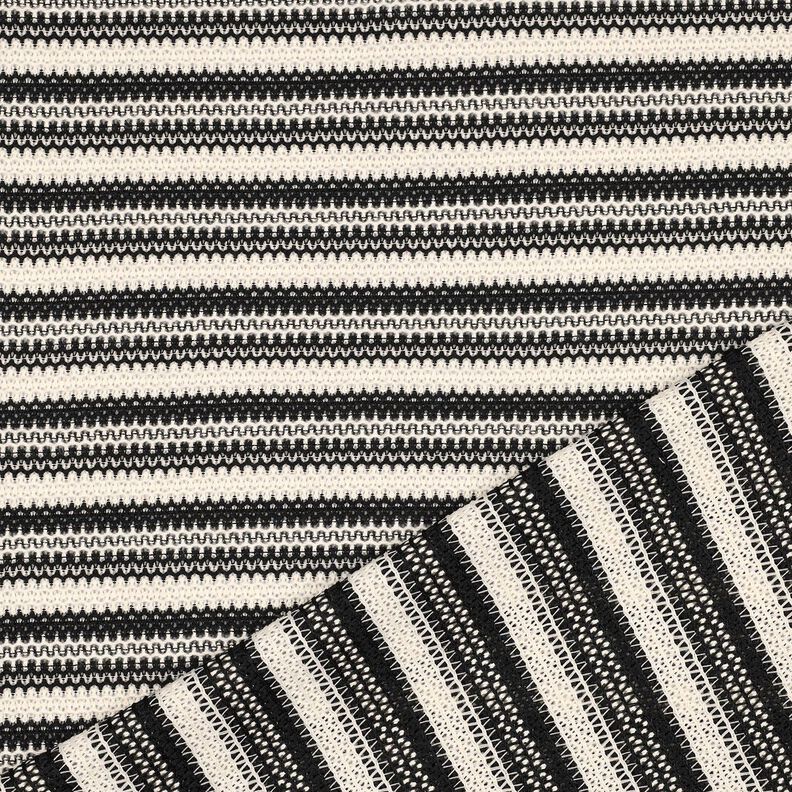 Pletenina Pruhy | Poppy Fabrics – černá/vlněná bílá,  image number 4