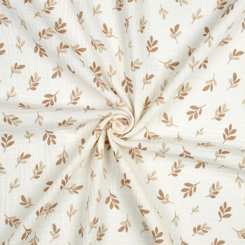 Mušelín / dvojitá mačkaná tkanina Větvičky | Poppy Fabrics – slonová kost/mocca,  image number 3