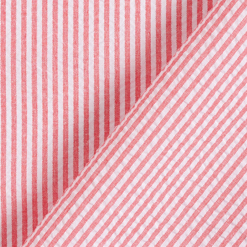 Seersucker bavlněná směs proužkovaná – červená/vlněná bílá,  image number 4