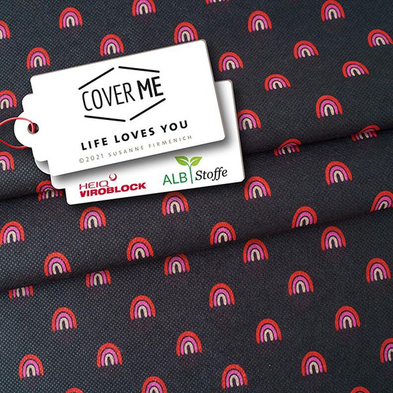 SHIELD CoverMe HEIQ Viroblock Life Loves you – černá | Albstoffe,  image number 1