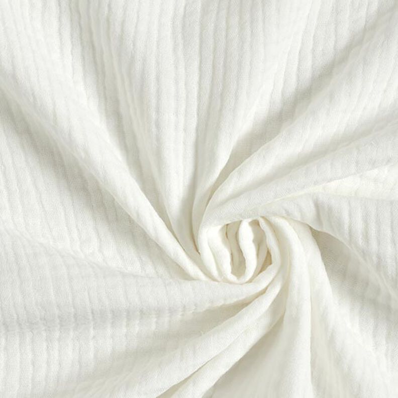GOTS Třívrstvý bavlněný mušelín – vlněná bílá,  image number 1
