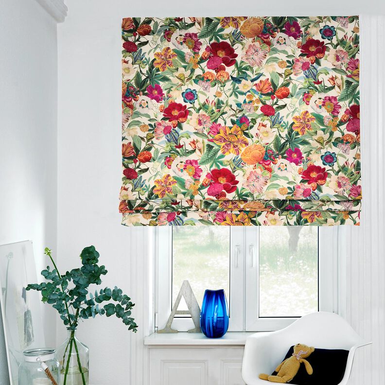 Dekorační látka Polopanama Velkolepé květiny – přírodni/purpurová,  image number 7