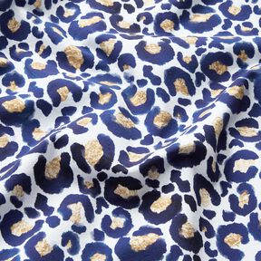 Bavlněný žerzej Leopard se zlatými tečkami | Glitzerpüppi – bílá/indigová, 