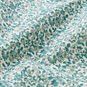 Bavlněn&aacute; l&aacute;tka Kreton Množstv&iacute; květů &ndash; petrolejov&aacute;/b&iacute;l&aacute;, 