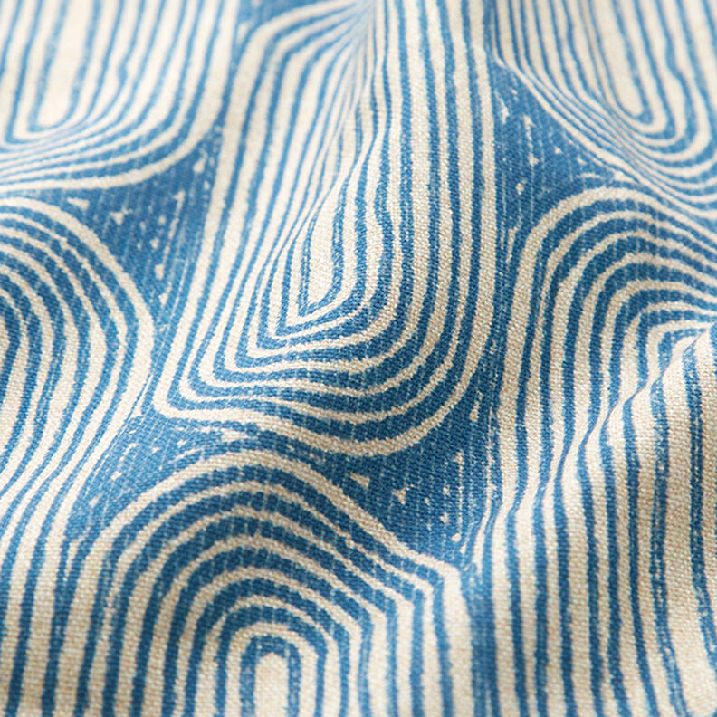 Dekorační látka Polopanama Oblouky – královská modr/přírodni,  image number 2